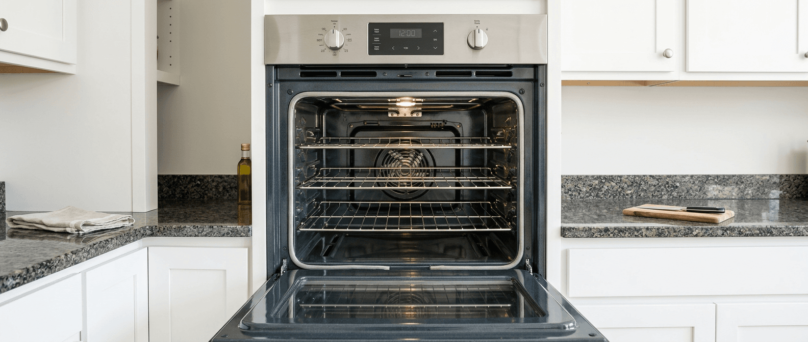 Inside of a freshly cleaned oven, deep cleaning result