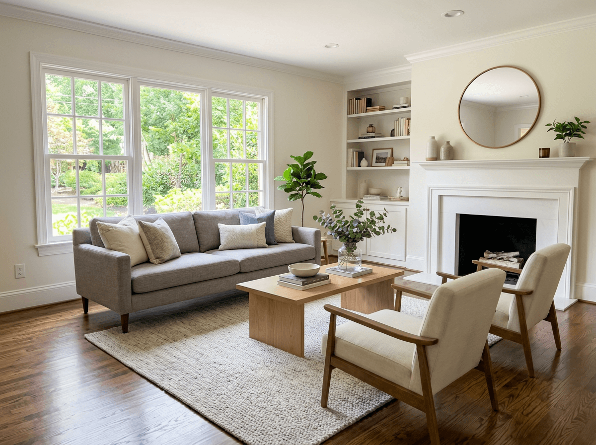 Freshly cleaned living room