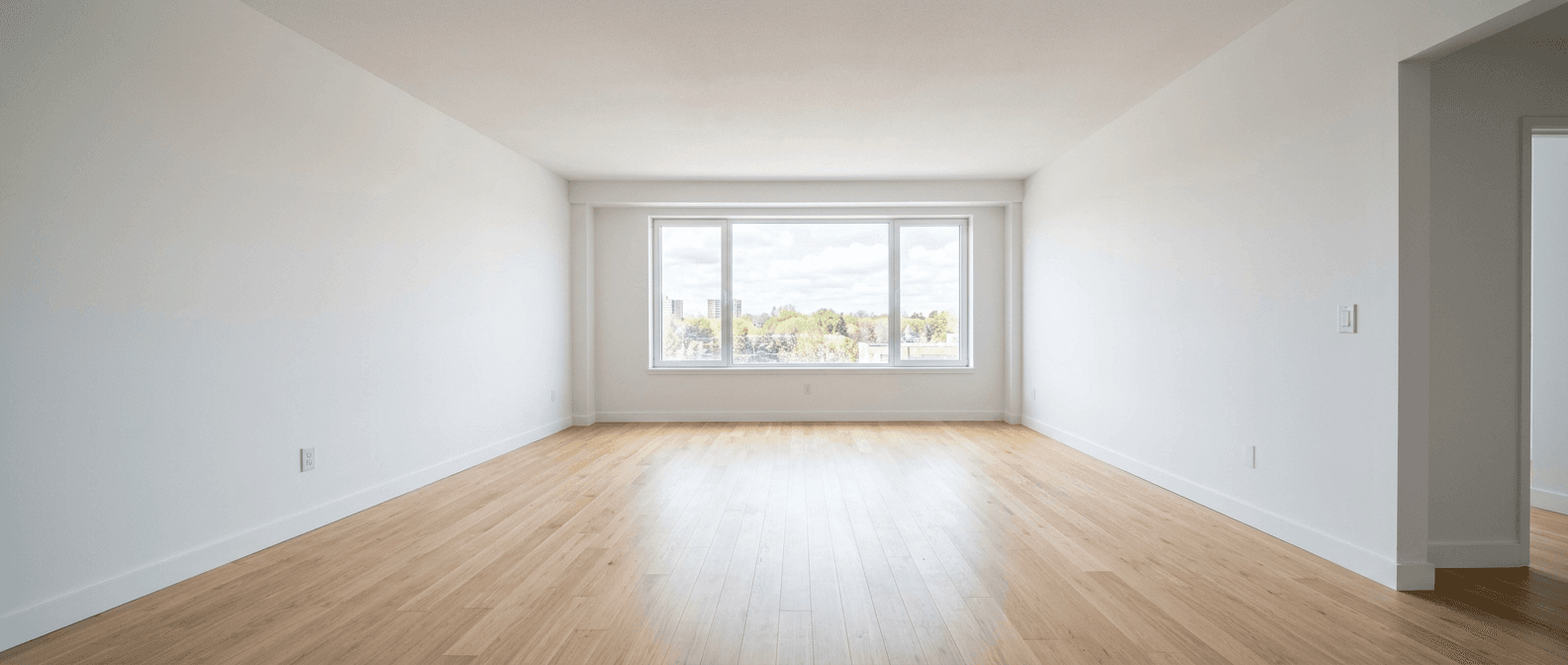 Empty, spotless apartment ready for move-out inspection