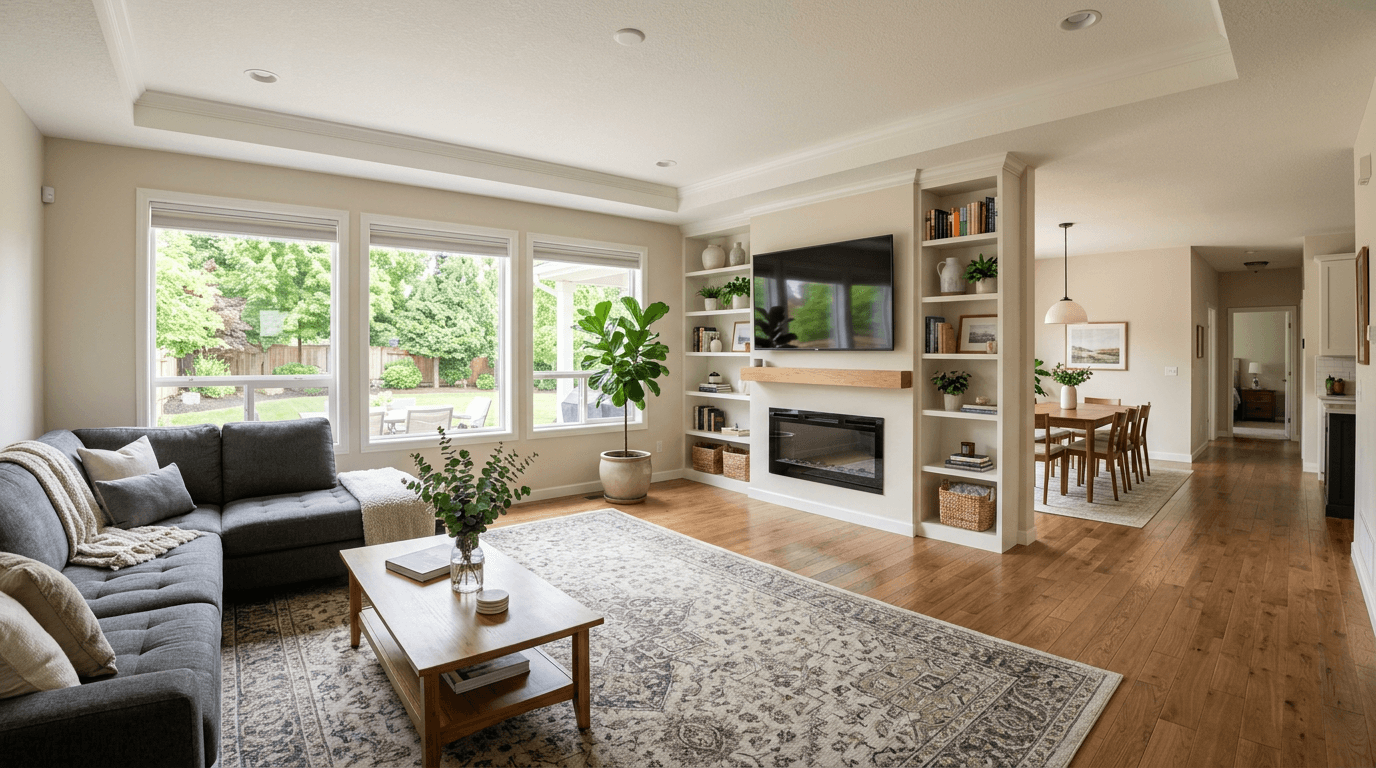 Freshly cleaned living room, standard cleaning result